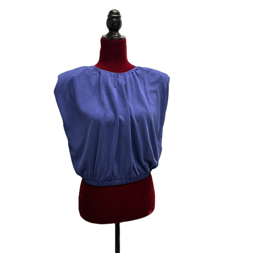 Royal Blue Cropped Cap Sleeve Blouse, Size Medium, Express, NWT